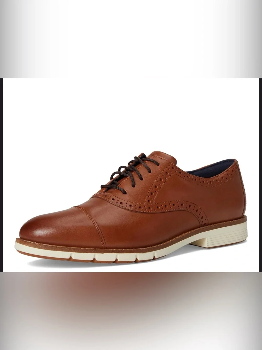 Cole Haan Grand Men’s Brown Leather Wingtip Cap Toe Lace-Up Oxford Dress